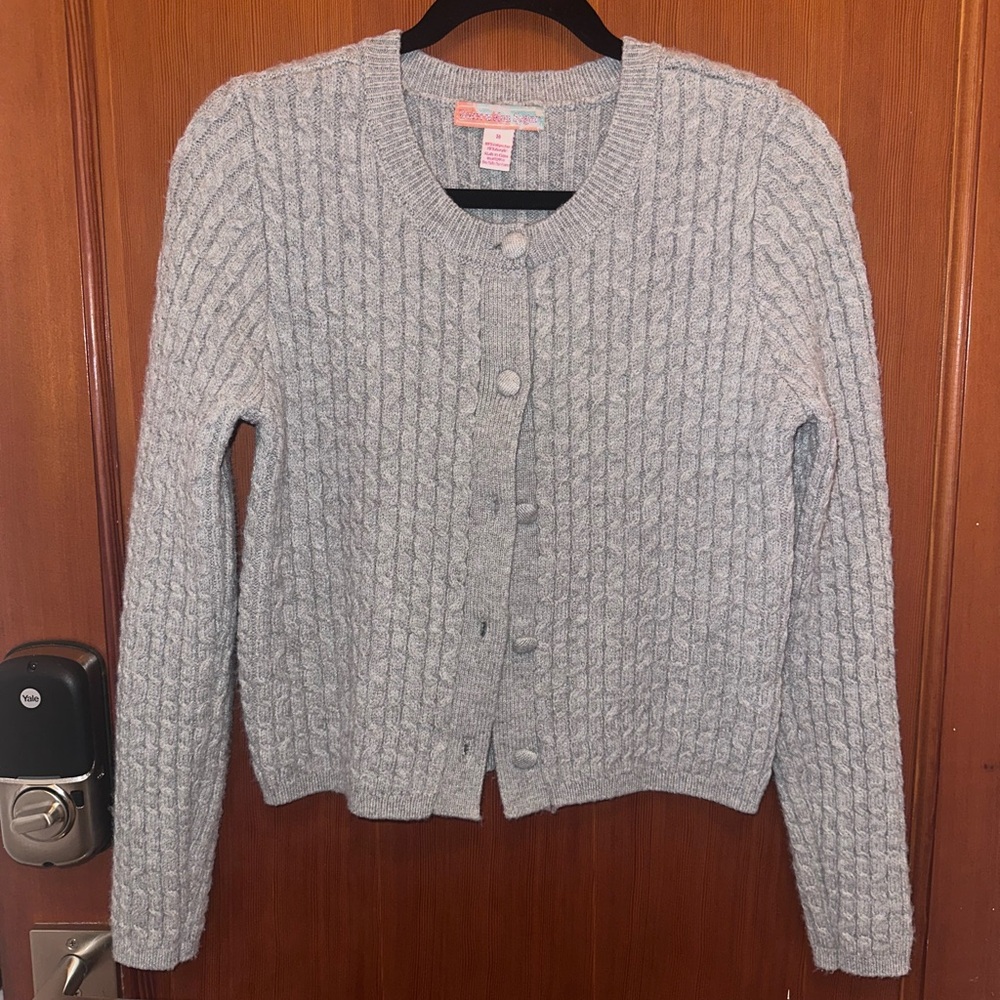 Light Gray Cable Knit Cardigan